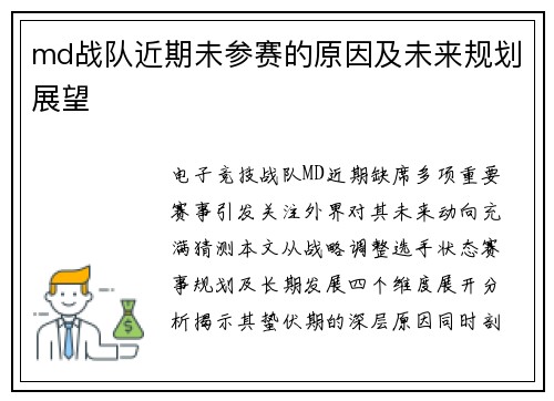 md战队近期未参赛的原因及未来规划展望